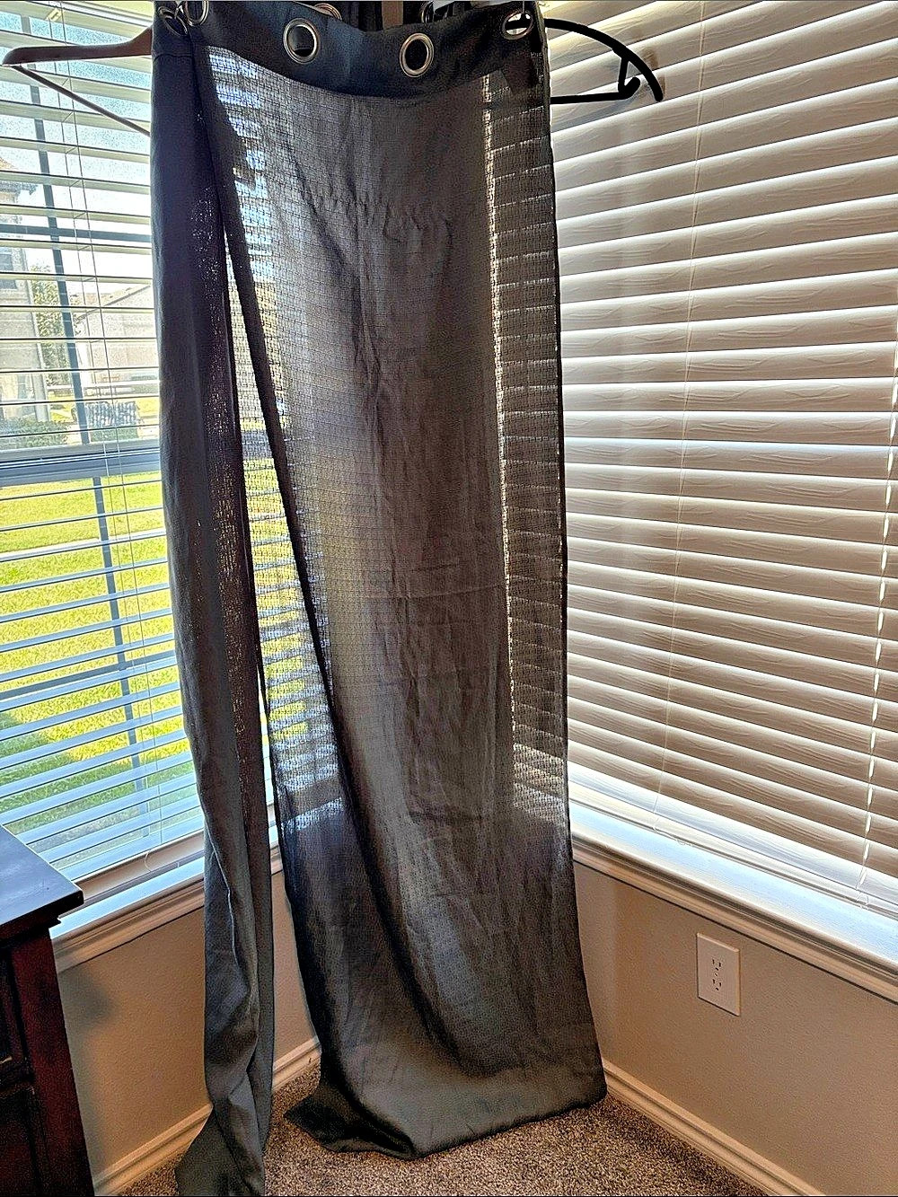 Mainstays Kingswood Solid and Printed Sheer Grommet Curtain Panel Set Kingswood